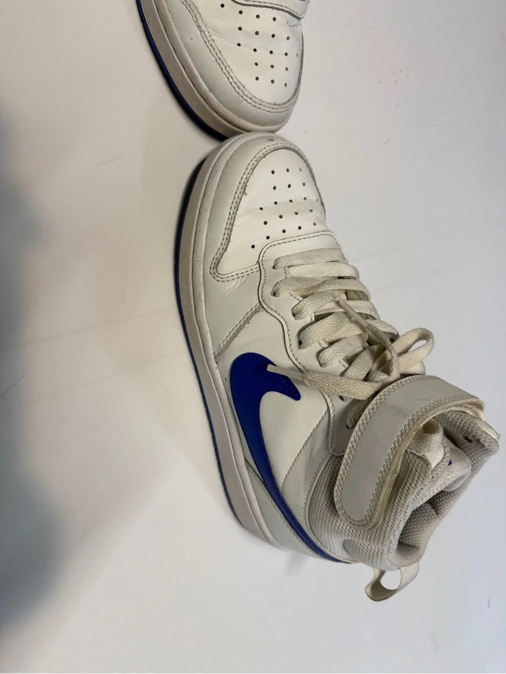 Nike Kids White and Royal Blue High-Top Sneakers